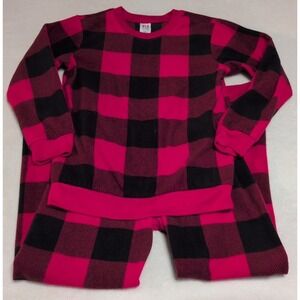PJ‎ Place Pajama Set Kids 7/8 Red Black Excellent Buffalo Plaid Fleece 2pc